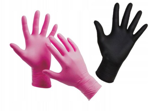 Nitrile and latex gloves, various colours, powder-free - 100pcs.