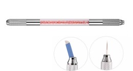 Double-sided pen with zircons for microblading - feathering method